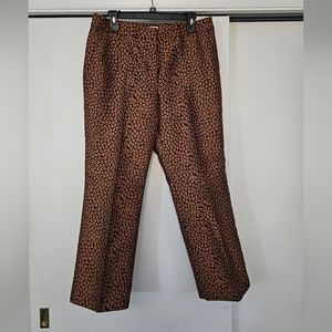 NEW! Kate Spade Flora Leopard Jacquard Trousers Pants size 10 black/coppery gold